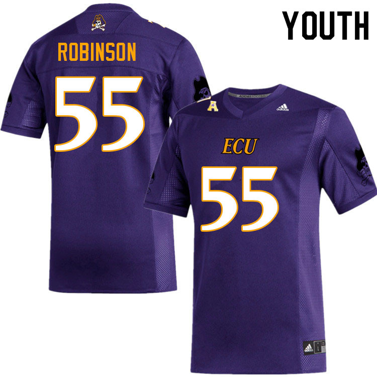 Youth #55 Jasiyah Robinson ECU Pirates College Football Jerseys Sale-Purple - Click Image to Close